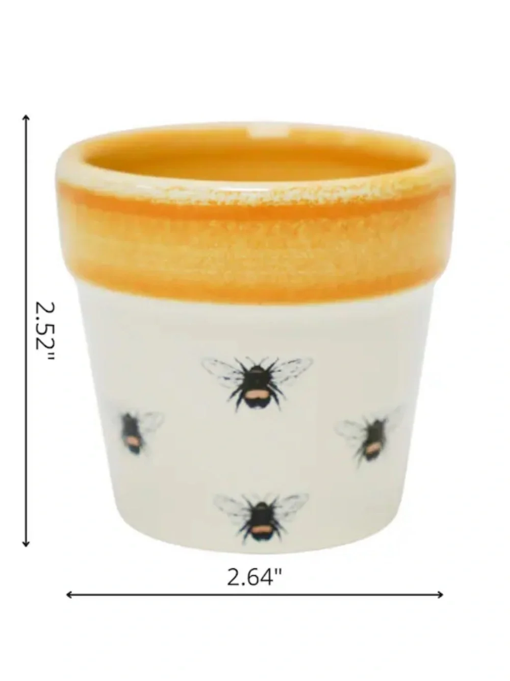 NWOT Allen + Roth Yellow Bumblebee Glazed Ceramic Cacti Round Indoor Planter